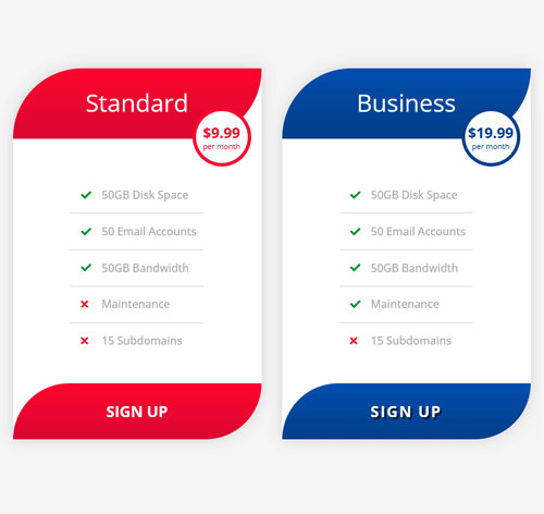 Pricing Table Style 220