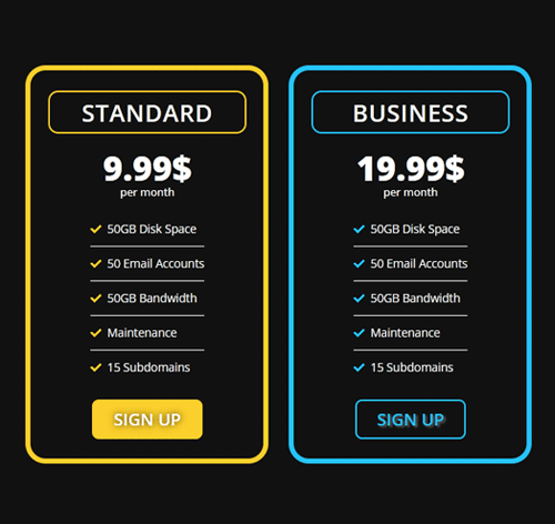 Pricing Table Style 221