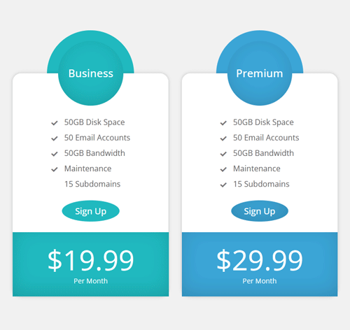 Pricing Table Style 222