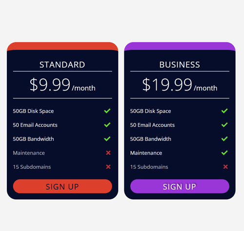 Pricing Table Style 224