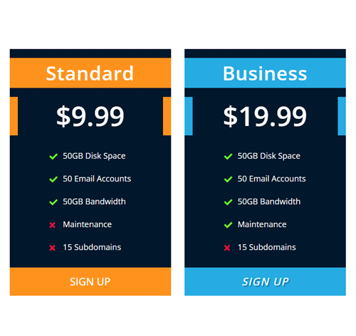 Pricing Table Style 231