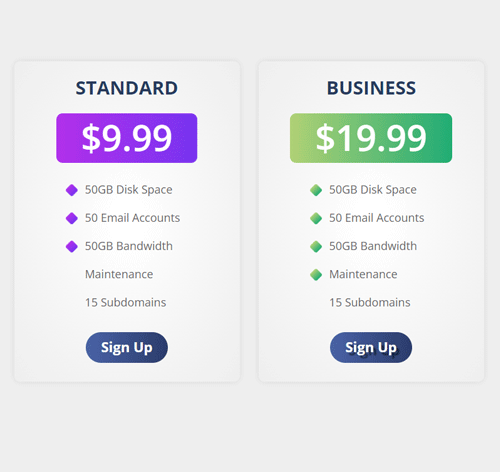 Pricing Table Style 233