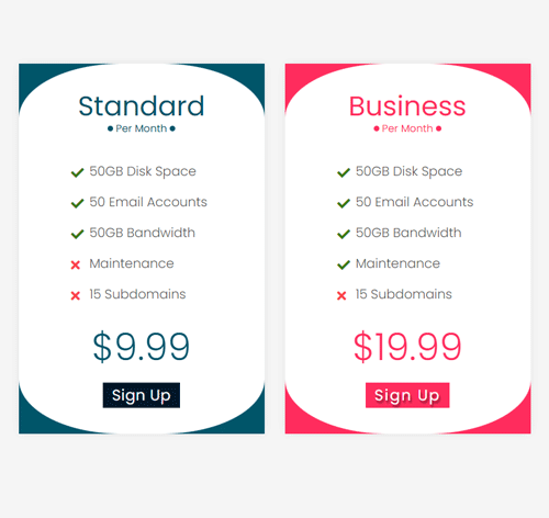 Pricing Table Style 236