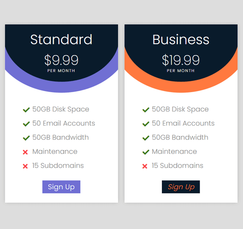 Pricing Table Style 237