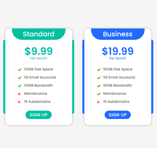 Pricing Table Style 239