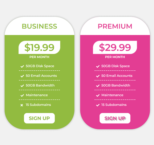 Pricing Table Style 241