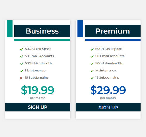 Pricing Table Style 243