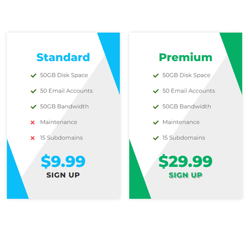 Pricing Table Style 245