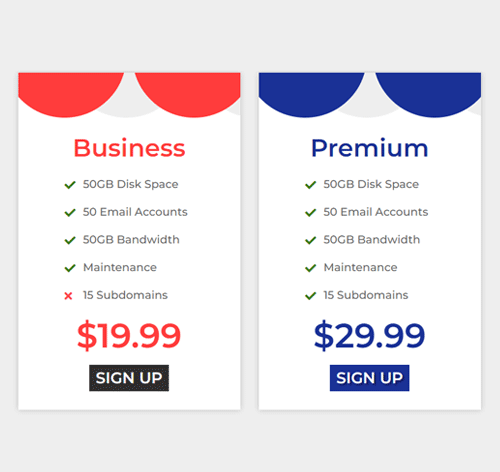 Pricing Table Style 246