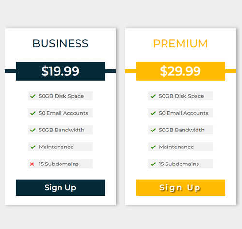 Pricing Table Style 247