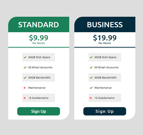 Pricing Table Style 248