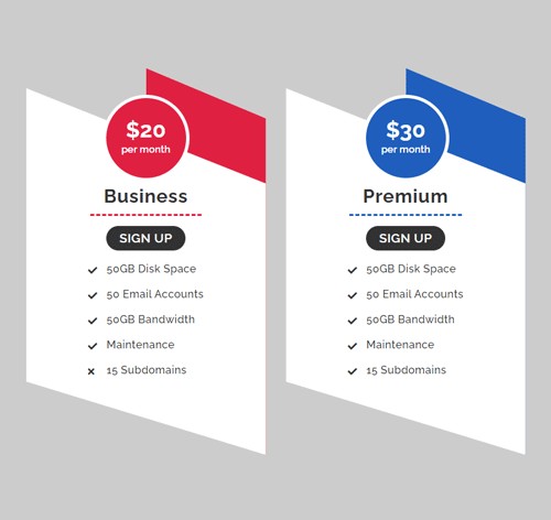 Pricing Table Style 263