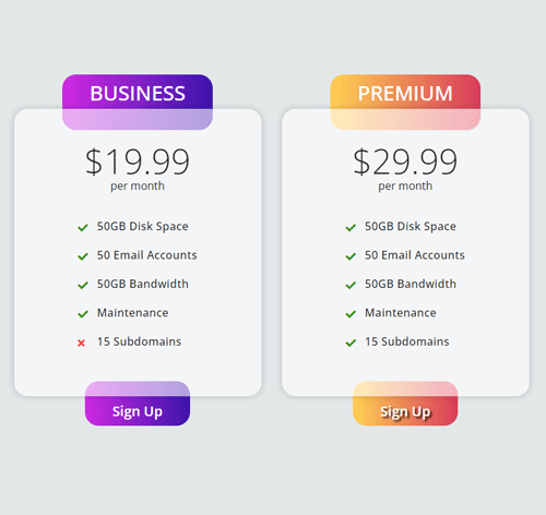 Pricing Table Style 265