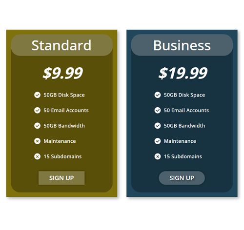 Pricing Table Style 273