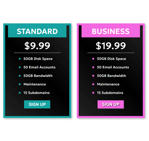 Pricing Table Style 277