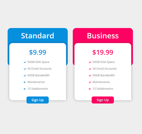 Pricing Table Style 279