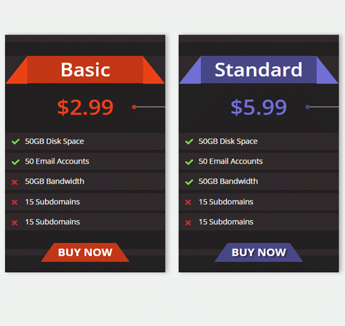 Pricing Table Style 292