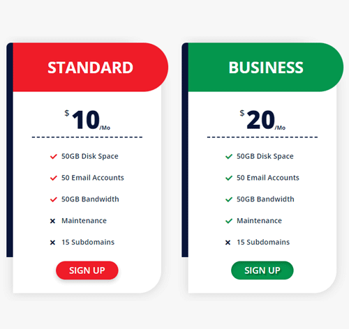 Pricing Table Style 294