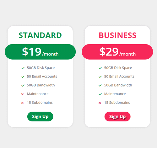 Pricing Table Style 300