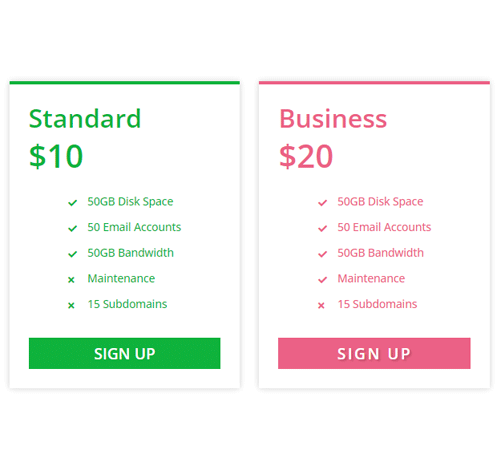 Pricing Table Style 314